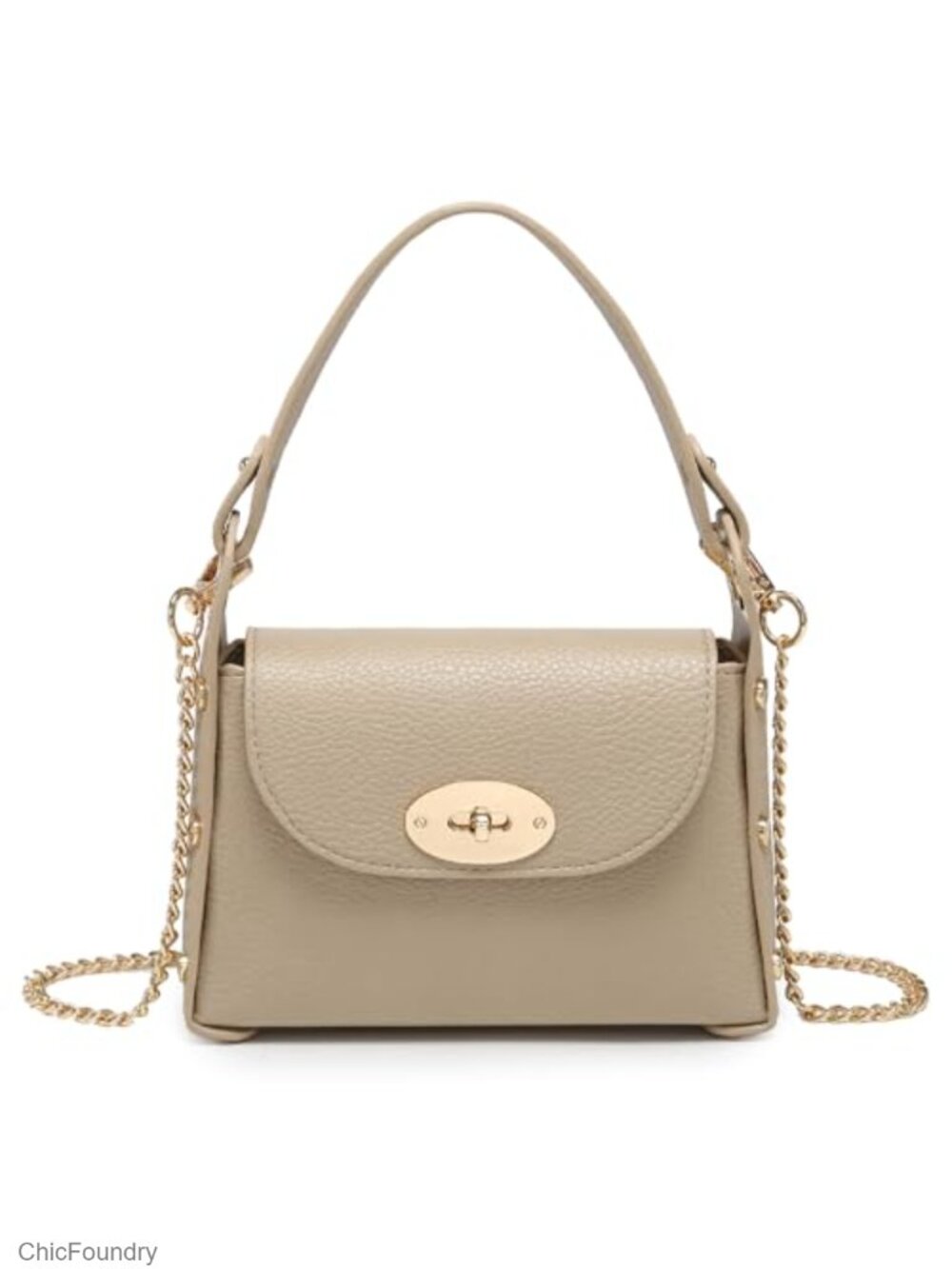 Studded PU Vegan Leather Satchel Evening Clutch Crossbody with Twist Lock